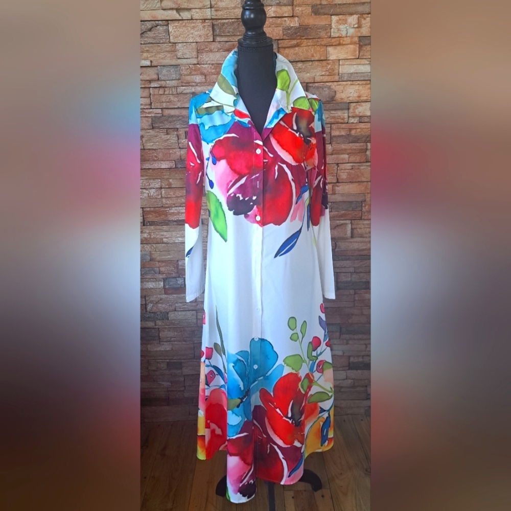 Floral Long Sleeve Maxi Duster/Dress